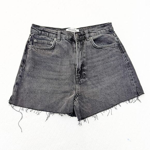 Reformation Jeans Charcoal Wash Denim Cutoff Shorts Zip Fly Siene Wash SIze 26 - Picture 1 of 6